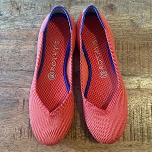 Rothy's RETIRED Persimmon Orange Marine Stripe Flats with Round Toe (Size 8)